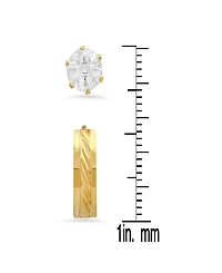 Steeltime Women's 2 Pieces Set Simulated Diamonds Studs and Diamond Cut Huggie Earrings