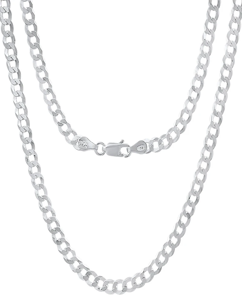Steeltime Unisex Sterling Silver Diamond Cut Curb Link Chain Necklace