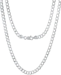 Steeltime Unisex Sterling Silver Diamond Cut Curb Link Chain Necklace