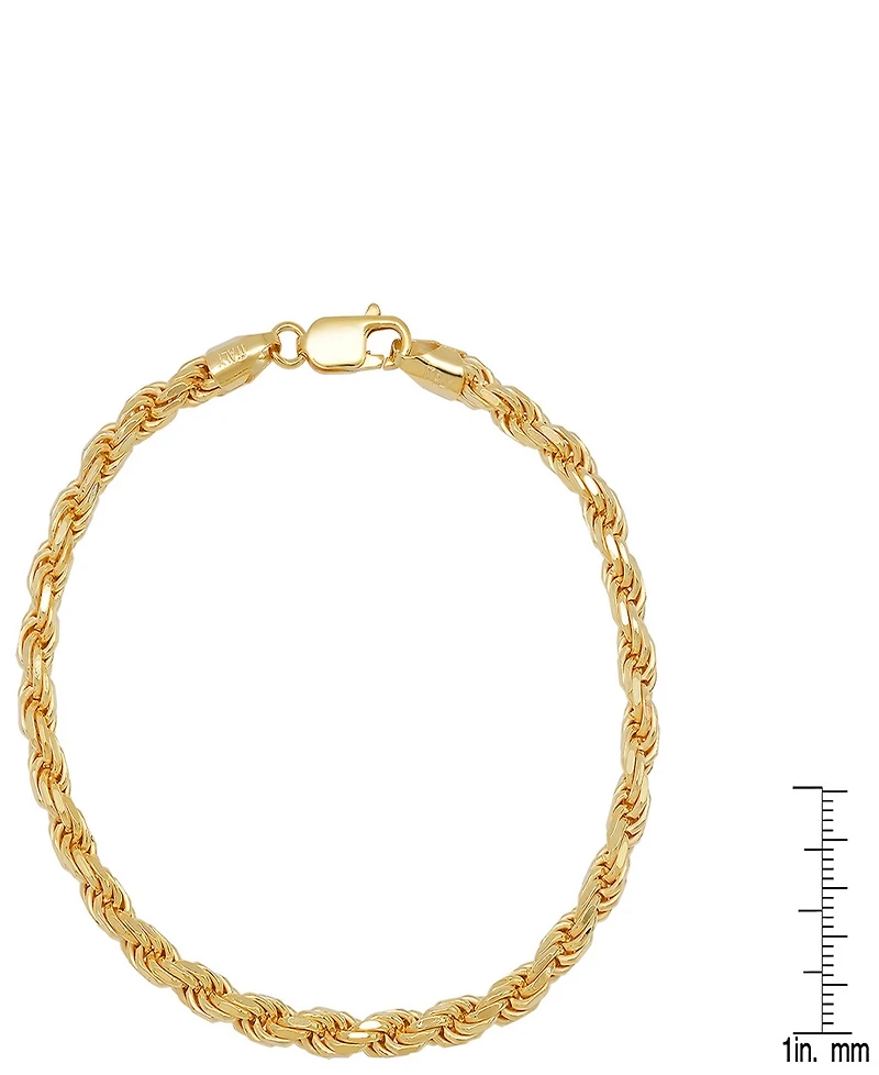 Steeltime Unisex 14K Gold Plated Sterling Silver Rope Chain Bracelet