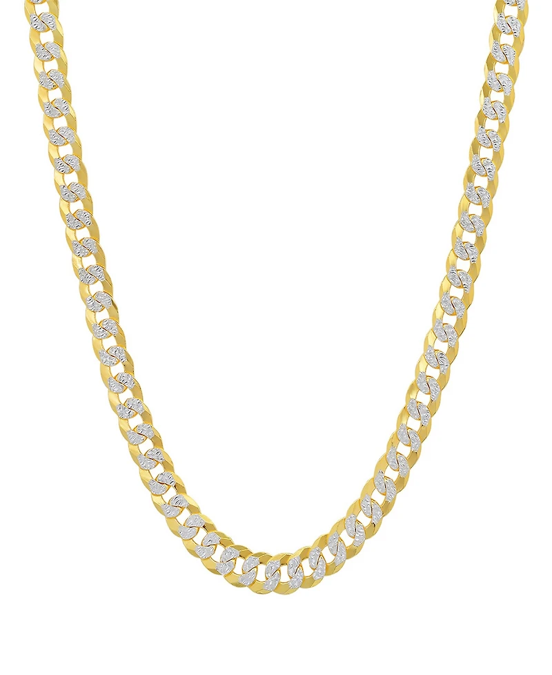 Steeltime Unisex Sterling Silver and 18K Gold Plated Diamond Cut Curb Link Necklace