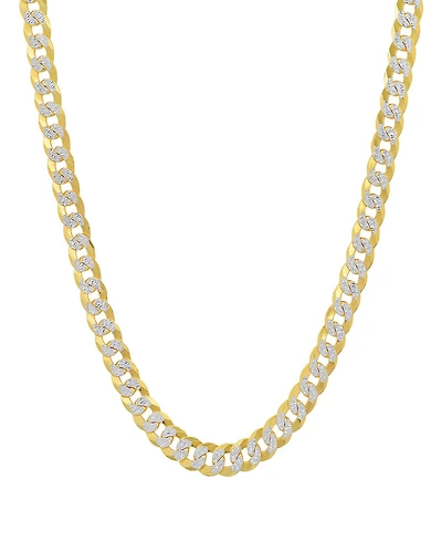 Steeltime Unisex Sterling Silver and 18K Gold Plated Diamond Cut Curb Link Necklace