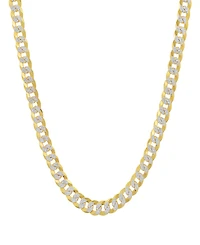 Steeltime Unisex Sterling Silver and 18K Gold Plated Diamond Cut Curb Link Necklace