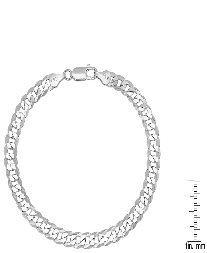 Steeltime Unisex Sterling Silver Diamond Cut Curb Link Chain Bracelet