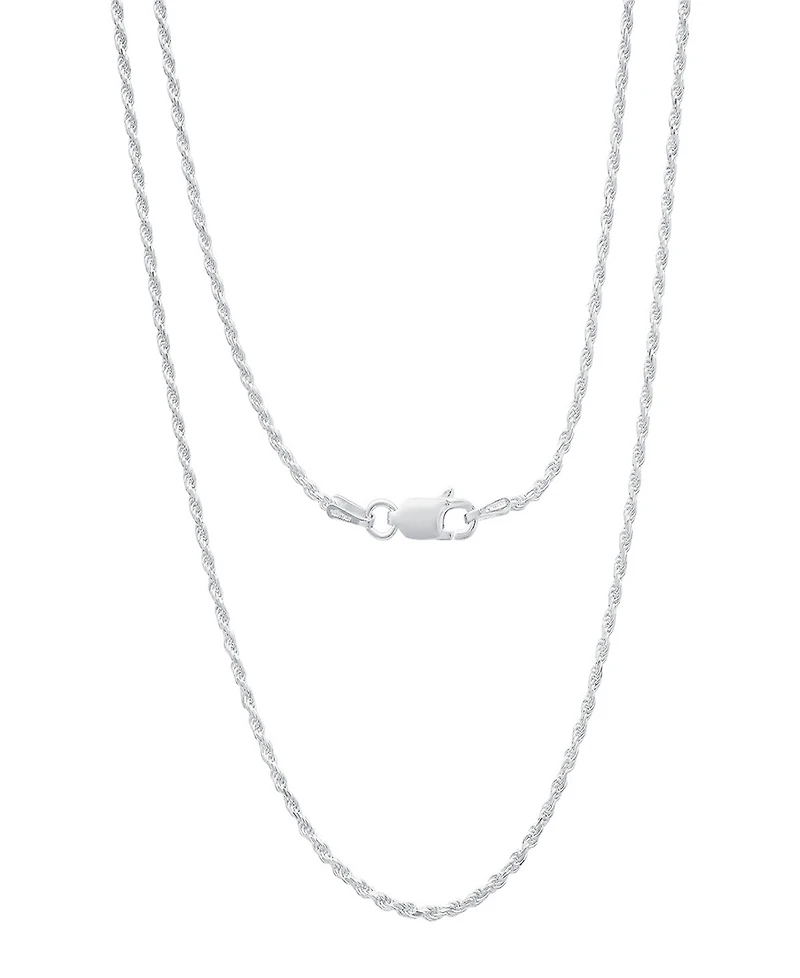 Steeltime Unisex Sterling Silver Rope Chain Necklace