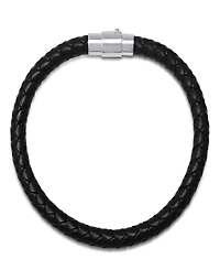 Steeltime Men's Braided Leather and Sterling Silver Magnetic Clasp Bracelet.