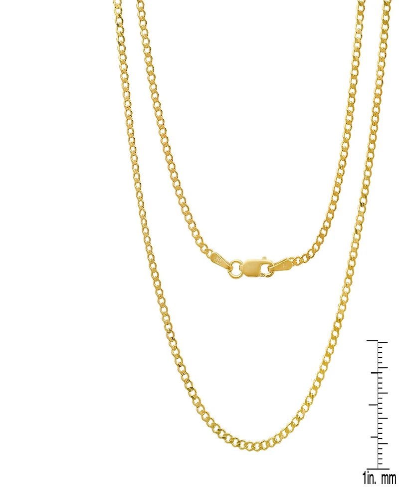Steeltime Unisex 14K Gold Plated Cuban Flat Necklace