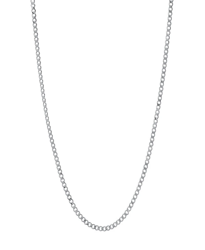 Steeltime Unisex Sterling Silver Cuban Superflat Necklace