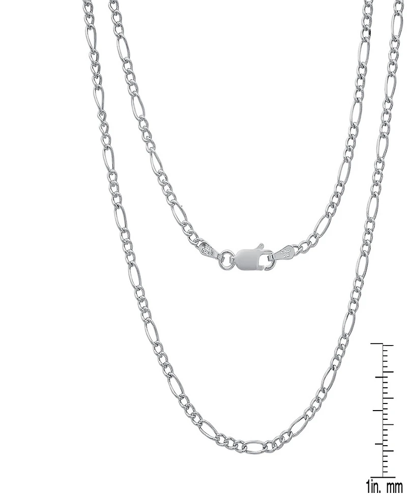 Steeltime Unisex Sterling Silver Figaro Hollow Necklace
