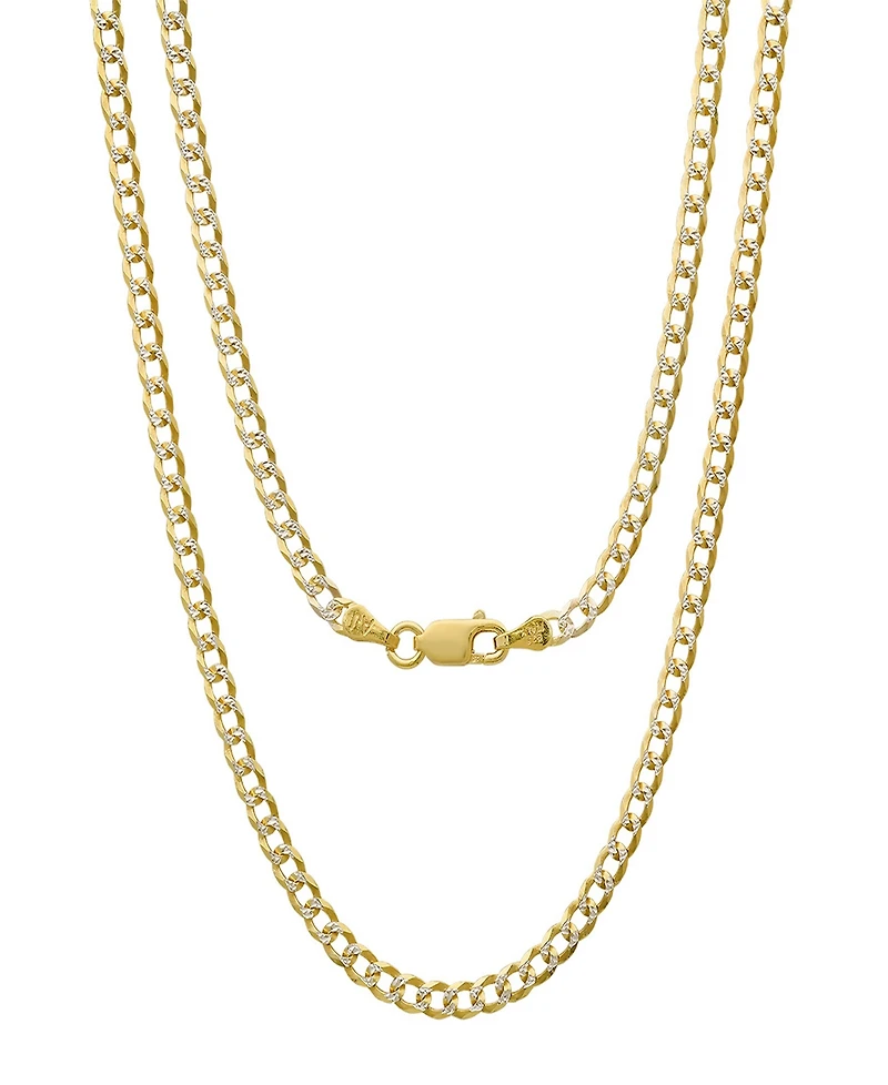 Steeltime Unisex Gold Plated and Sterling Silver Cuban Superflat Necklace