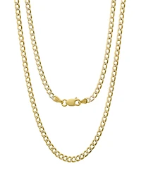 Steeltime Unisex Gold Plated and Sterling Silver Cuban Superflat Necklace