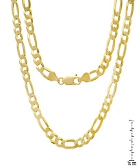 Steeltime Unisex 14K Gold Plated Figaro Superflat Necklace