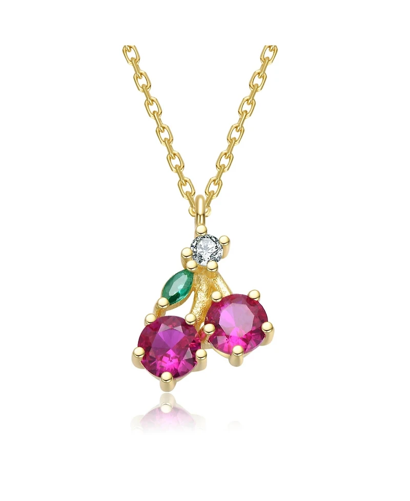 14K Gold Plated with Multi-Color Pendant Necklace