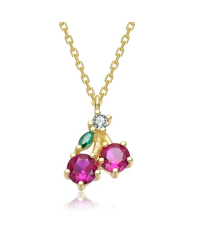 14K Gold Plated with Multi-Color Pendant Necklace