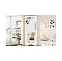 Streamdale Minimalist Corner Hall Tree with Shoe Bench & Hooks