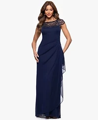 Xscape Womens Boat Neck Long Sheath Dress