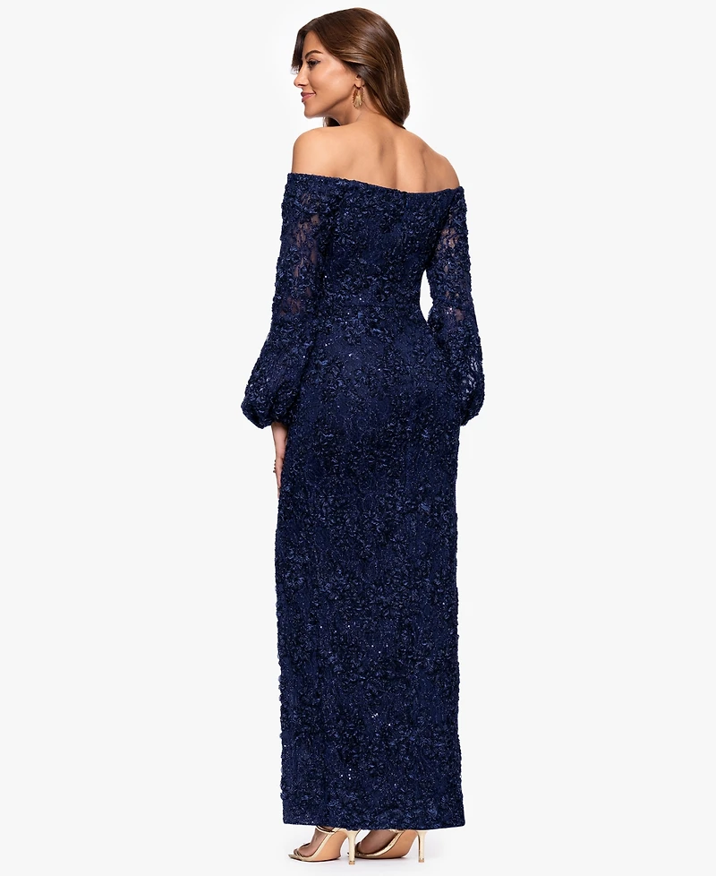 Xscape Women's Off-The-Shoulder Long Sheath Dress