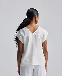 Reistor Women's Boxy Top with Embroidered Lace Detail