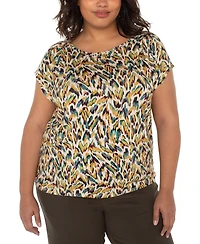 Liverpool Los Angeles Trendy Plus Size Printed Knit Top