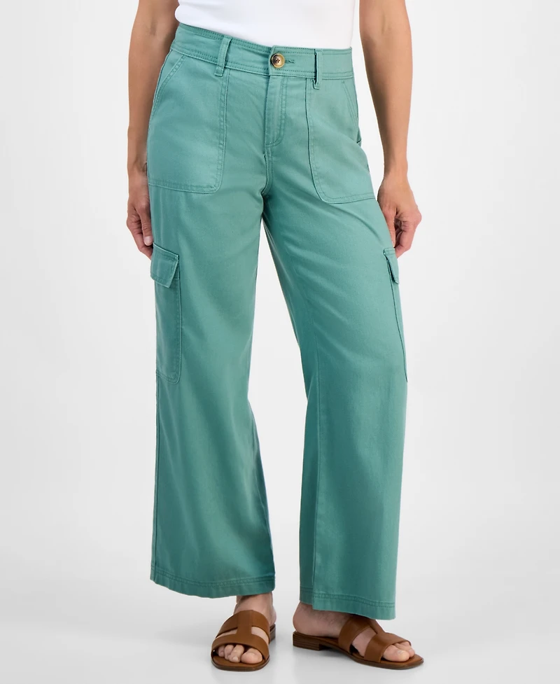 Style & Co Petite Mid-Rise Wide-Leg Cargo Pants, Exclusively at Macy's