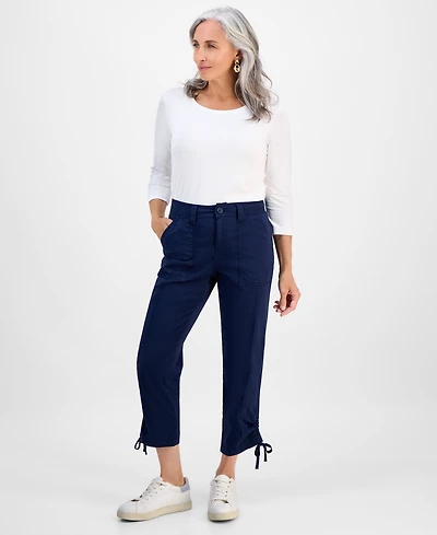Style & Co Petite Mid-Rise Tie-Hem Capri Pants, Exclusively at Macy's