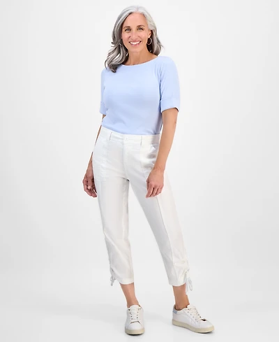 Style & Co Petite Mid-Rise Tie-Hem Capri Pants, Exclusively at Macy's