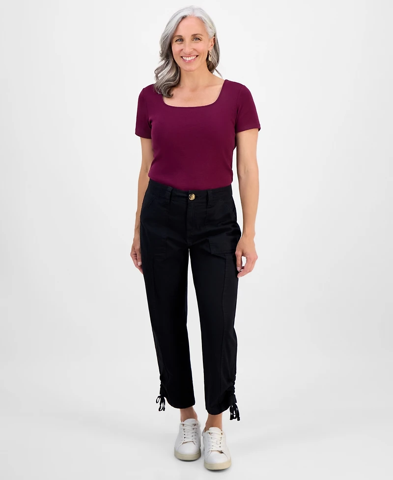 Style & Co Petite Mid-Rise Tie-Hem Capri Pants, Exclusively at Macy's