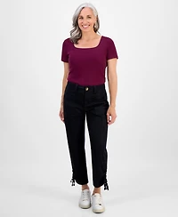 Style & Co Petite Mid-Rise Tie-Hem Capri Pants, Exclusively at Macy's
