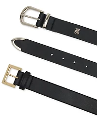 Steve Madden 1.18" Faux-Leather Belts, Set of 2