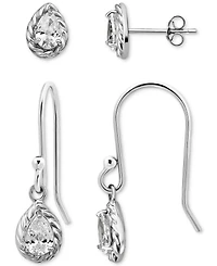 Giani Bernini 2-Pc. Set Cubic Zirconia Pear-Shaped Stud & Drop Earrings in 18k Yellow Gold over Sterling Silver, Exclusively at Macy's