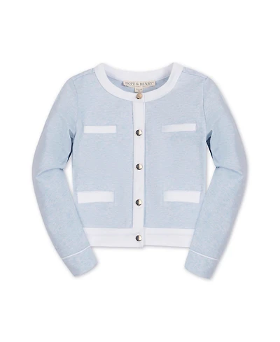 Hope & Henry Girls' French Terry Contrast Trim Cardigan, Kids