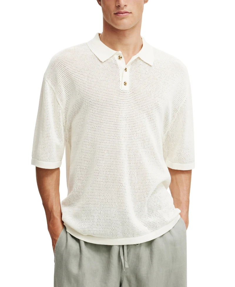 Cotton On Men's Knitted Polo Shirt