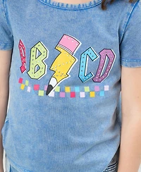 Rare Editions Little Girls 2-Piece Abcd Graphic T-Shirt and Patchwork Pants Set