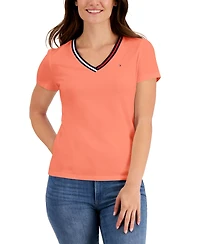 Tommy Hilfiger Women's Striped V-Neck Short-Sleeve T-Shirt
