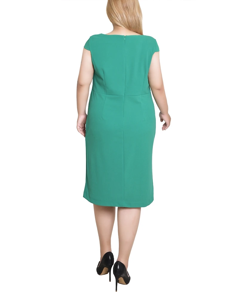 Ny Collection Plus Cap Sleeve Exposed Zipper Dress