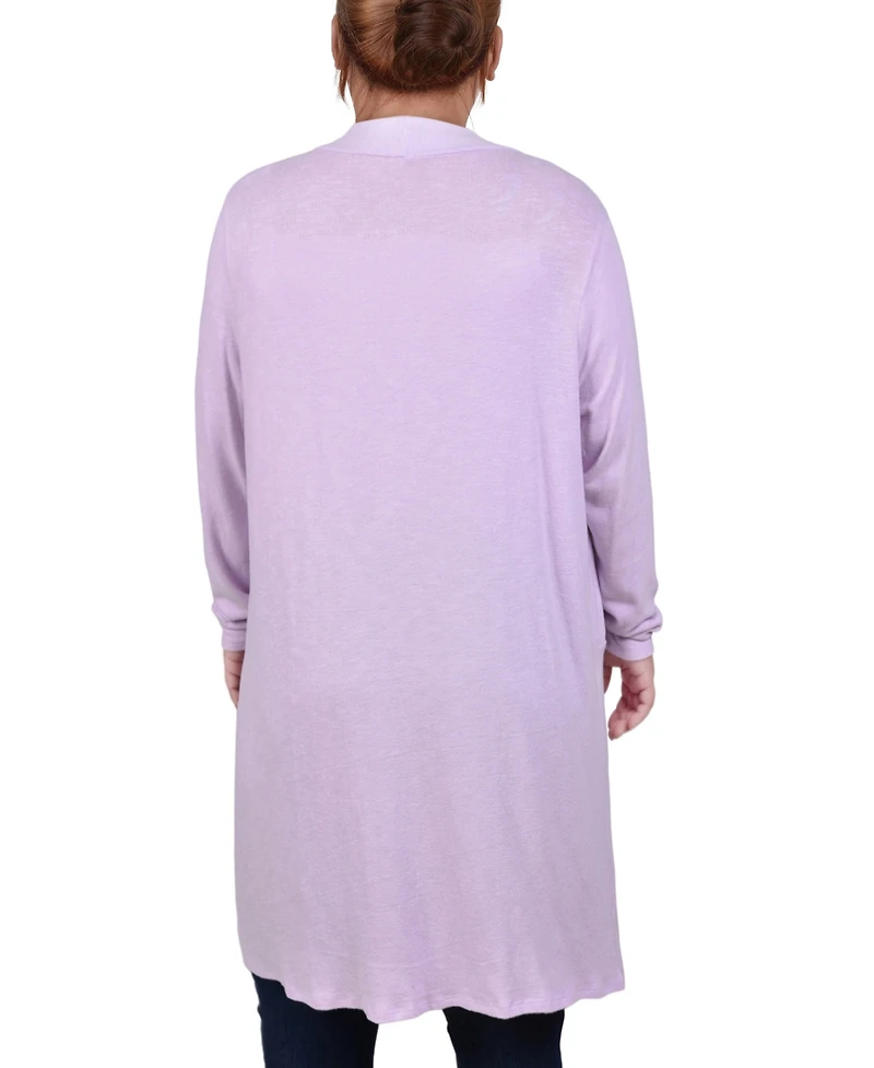 Ny Collection Plus Long Sleeve Knee Length Cardigan Sweater