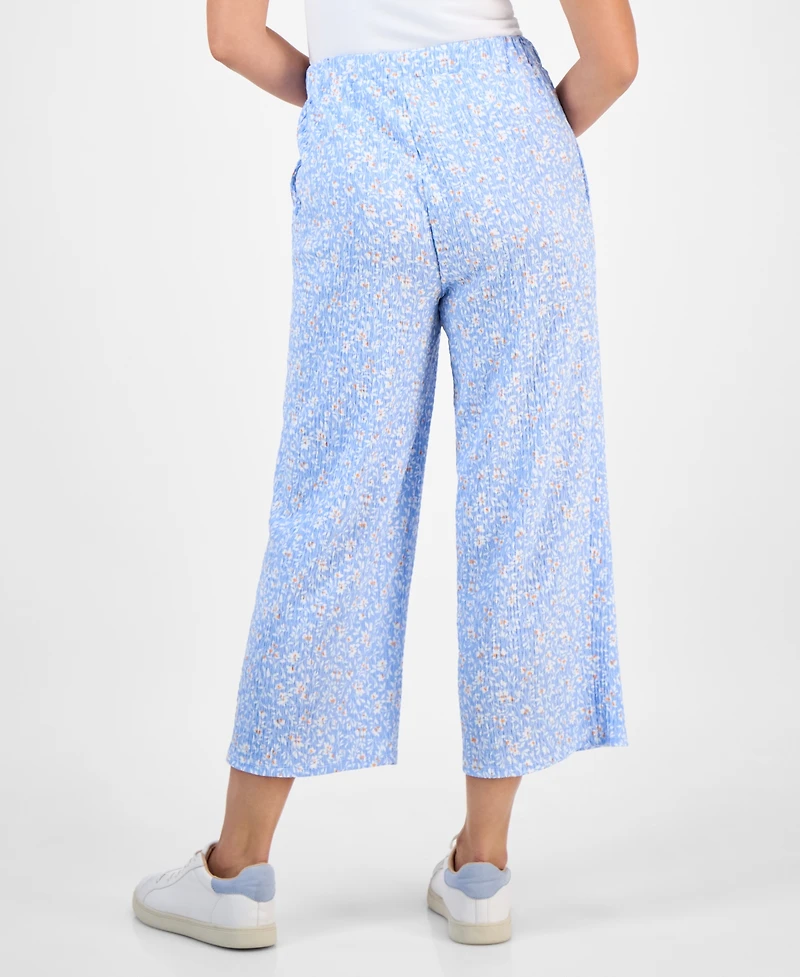 Style & Co Petite Printed High-Rise Wide-Leg Ankle Pants, Exclusively at Macy's