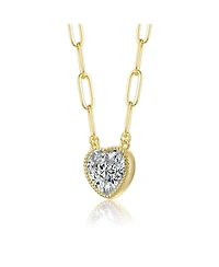 Heart Bezel Set Clear Cubic Zirconia Solitaire Necklace