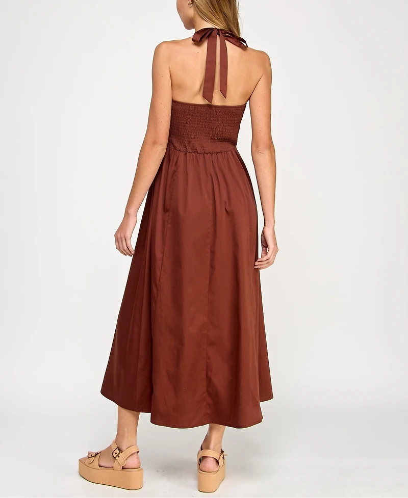 Beauty & Grace/K&K Clothing Llc Juniors' Sateen Halter Maxi Dress