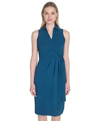 Calvin Klein Women's Sleeveless Wrap V-Neck Sheath Dress