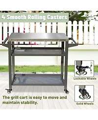 Boyel Living 3-Shelf Outdoor Grill Table, Grill Cart with Wheels, Outdoor Pizza Oven and Food Prep Table, Blackstone Table with Stainless Steel Tablet
