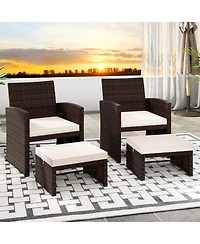 Multipurpose Outdoor 2 Pieces Patio Pe Rattan Ottomans Footstool