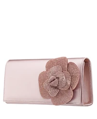 Nina Large Crystal Flower Slim Clutch Bag