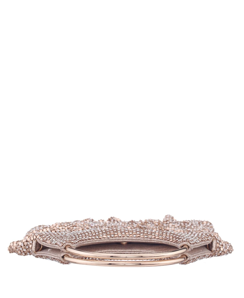 Nina 3-Tiered Crystal Mesh Ruffle Pouch Bag