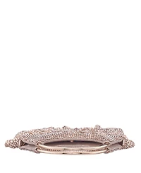 Nina 3-Tiered Crystal Mesh Ruffle Pouch Bag