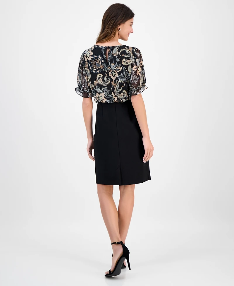 Connected Women's Chiffon-Overlay Sheath Dress