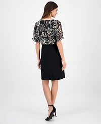 Connected Women's Chiffon-Overlay Sheath Dress