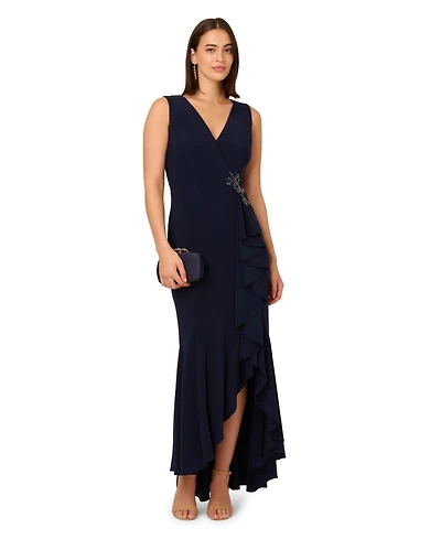 Adrianna Papell Petite Surplice Mermaid Dress