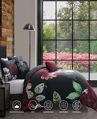 Bebejan Moody Painting Bedding 100% Cotton Sateen 5 Piece Queen Size Reversible Comforter Set