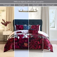 Bebejan Zinnia Bedding 100% Cotton Sateen 5 Piece King Size Reversible Comforter Set